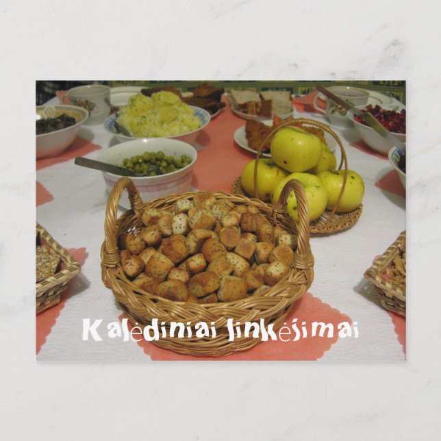 Julhälsningar litauiska vykort (Framsida)