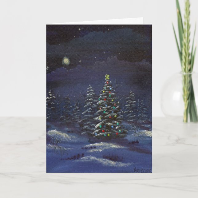 "Julhälsningar månsken Yule" kortet Helgkort (Framsida)