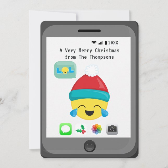Julhälsningar med Emoji-tema Julkort (Framsida)