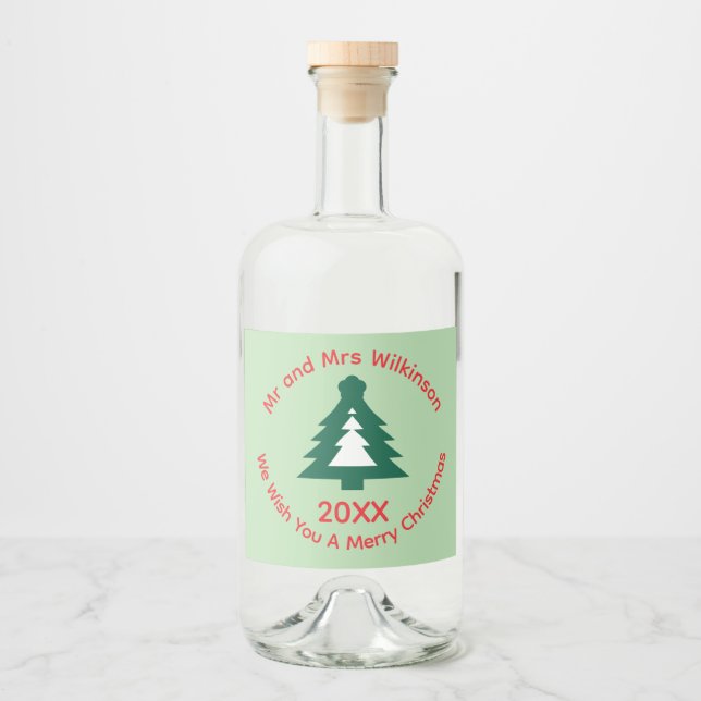 Julhälsningar med namn  spritflaskor etikett (Framsida)