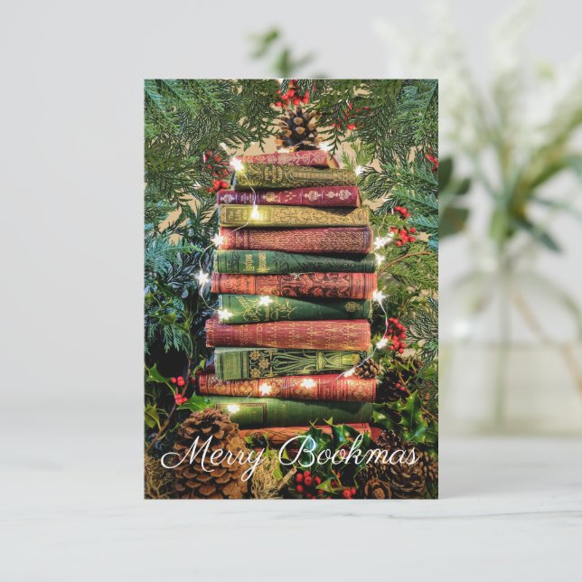 Julhälsningar mini Merry Bookmas-kort OSA Kort (Stående Fram)