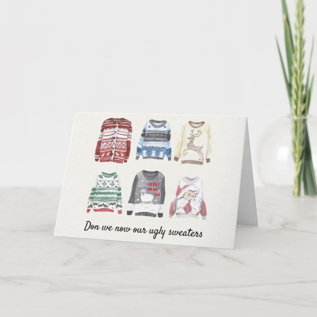 Julhälsningar nu våra fula tröjor kort? helgkort (Framsida)