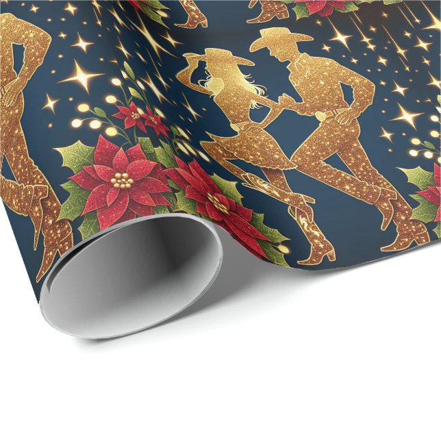 Julhälsningar om Land-dansare vid jul Presentpapper (Rullad Hörn)