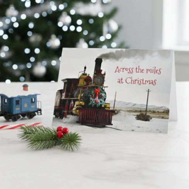 Julhälsningar över milarna med tåget julkort helgkort (A nostalgic locomotive Christmas card perfect for sending love across the miles.
)