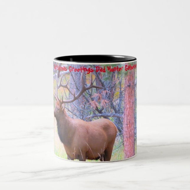 Julhälsningar Pappa Hunter Gatherer Två-Tonad Mugg (Center)