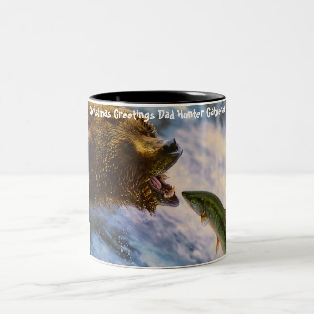 Julhälsningar Pappa Hunter Gatherer Två-Tonad Mugg (Center)