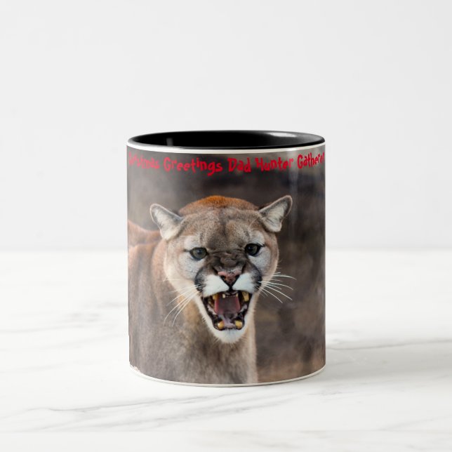 Julhälsningar Pappa Hunter Gatherer Två-Tonad Mugg (Center)