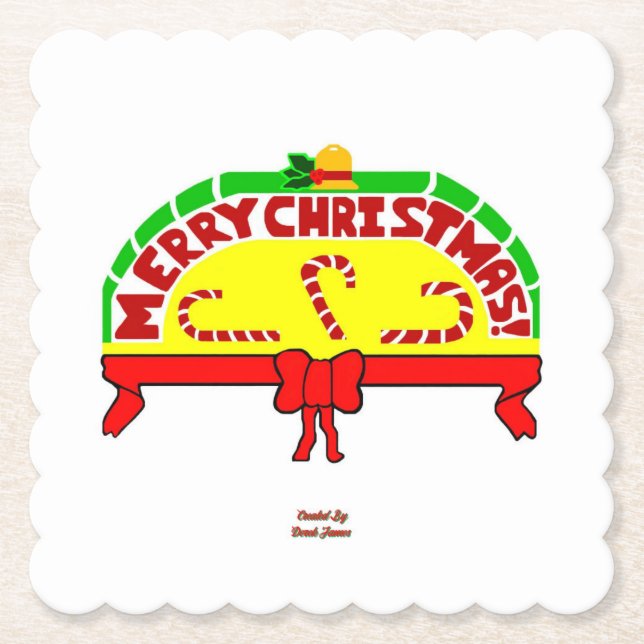 Julhälsningar Pappra på Kvadratisk Underlägg Papper (Framsida)