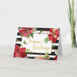 Julhälsningar Poinsettia, Svarta Ränder Kort