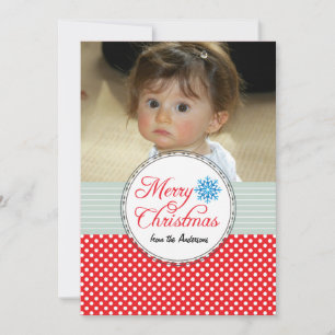 Julhälsningar, Polka dots Red Photo Card Julkort