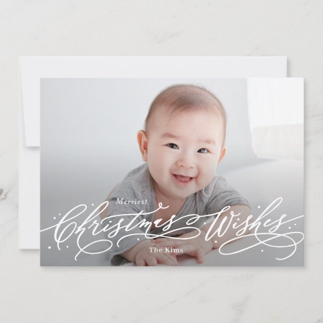 Julhälsningar Redigerbar Färg Högtidlig Fotokort Julkort (Framsida)