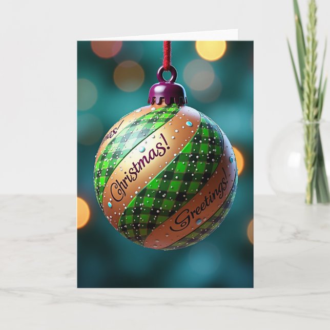 Julhälsningar Rutmönstrad Ornament Kort (Framsida)