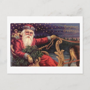 Julhälsningar Santa Sleigh Helg Vykort