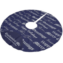 Julhälsningar (Silver) Julgransmatta Borstad Polyester