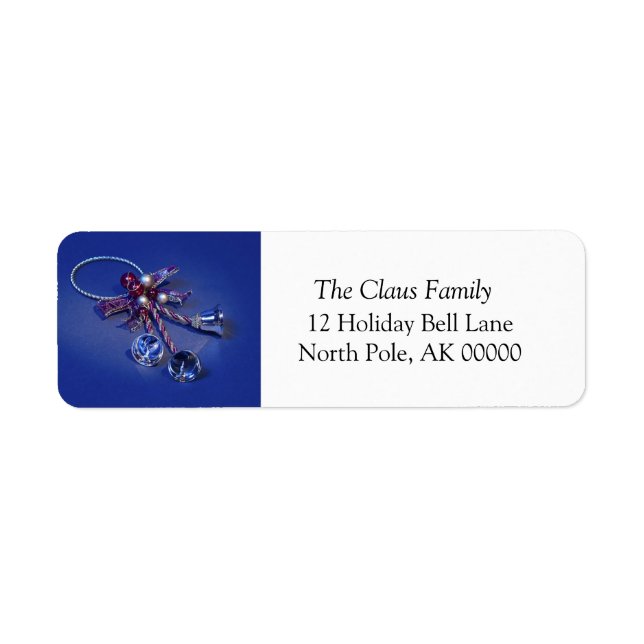 Julhälsningar självadresserad kortetikett returadress etikett (Framsidan)