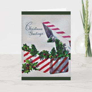 Julhälsningar - Stripe-box med Holly Helgkort