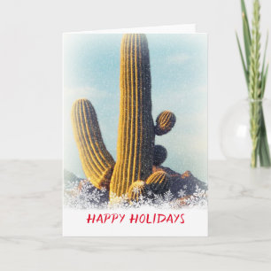Julhälsningar Winter Saguaro Scene-kort Helgkort