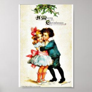 Julhälsningen med en pojke kramar en flicka poster