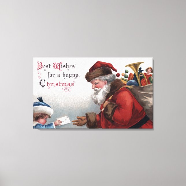 JulhälsningSanta Komma Brev Canvastryck (Framsida)