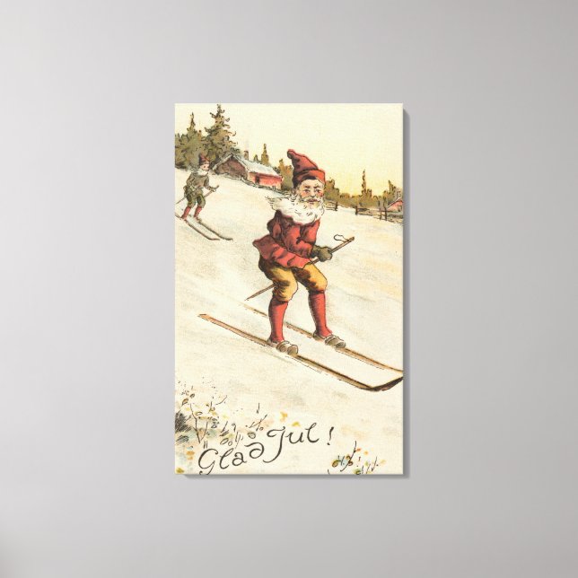 JulhälsningSanta Skiing Canvastryck (Framsida)