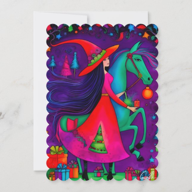 Julhälsningskort 14 design The Christmas Witch Julkort (Framsida)