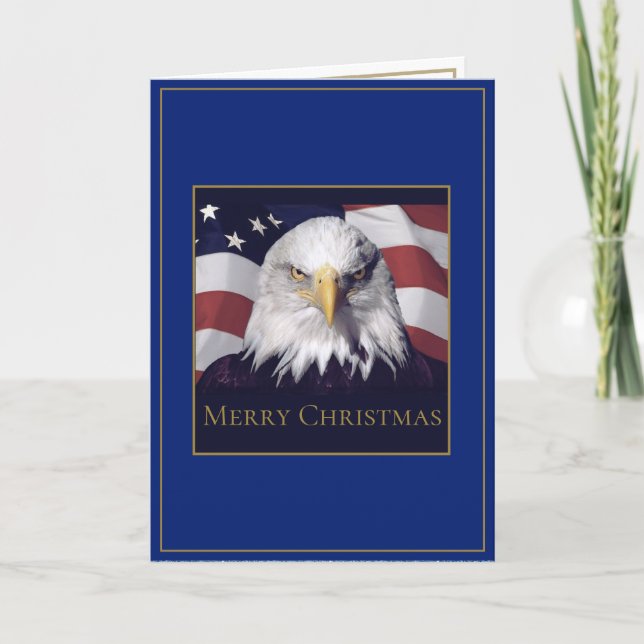 Julhälsningskort amerikanskt Flagga & agle Helgkort (Framsida)