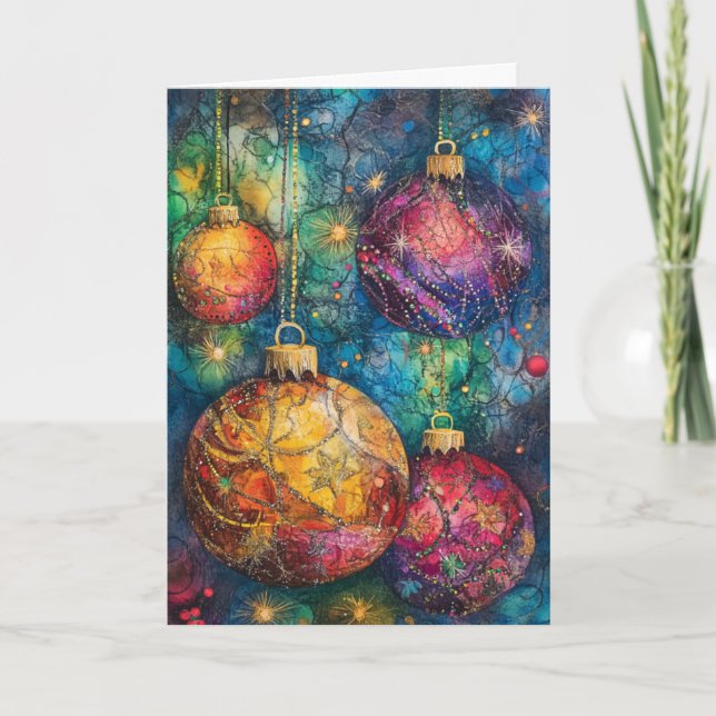 Julhälsningskort Baubles Tack Kort (Framsida)