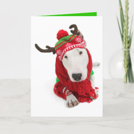 Julhälsningskort-enshörnig Bullterrier Helgkort