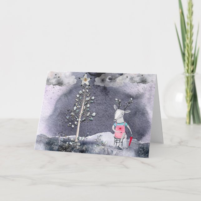 Julhälsningskort för renar helgkort (Framsida)