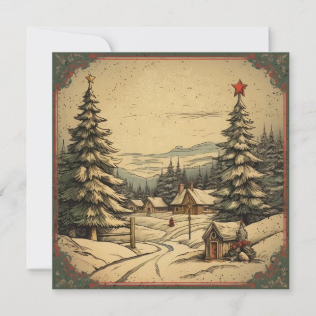 Julhälsningskort för Vintage Julkort (Framsida)