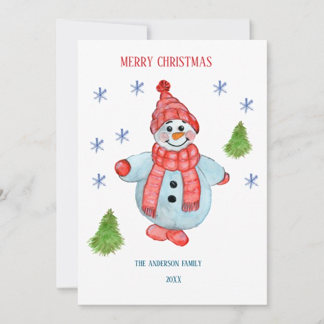 Julhälsningskort från en snöman inbjudningar (Framsida)