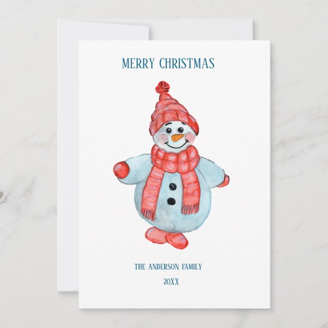 Julhälsningskort från snögubbe inbjudningar (Framsida)
