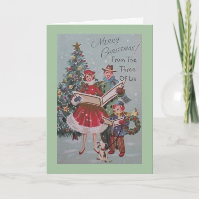 Julhälsningskort från tre av oss kort (Framsida)