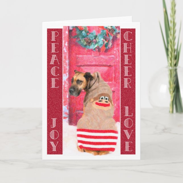 Julhälsningskort great dane Hund Helgkort (Framsida)