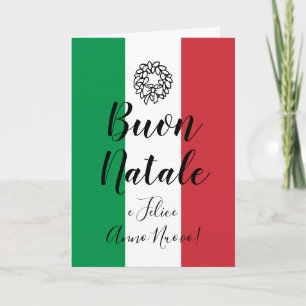 Julhälsningskort i italienska flagga   Buon Natale Helgkort