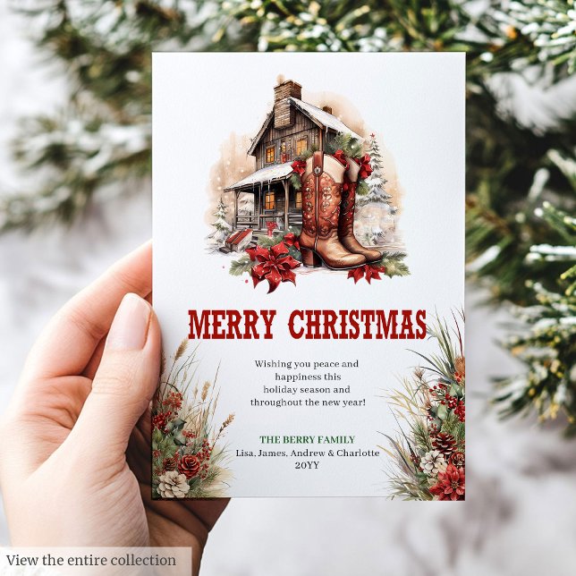 Julhälsningskort i ranchstil redigerbart julkort (Ranch style Christmas greeting card editable

)