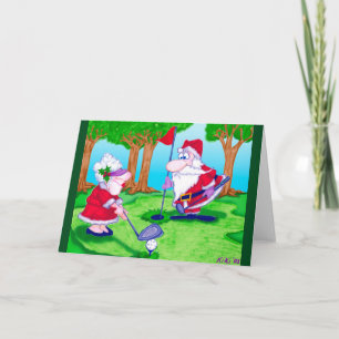 Julhälsningskort i Santa Golf Helgkort