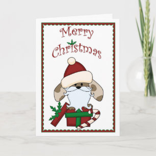 Julhälsningskort i Santa Hund Helgkort