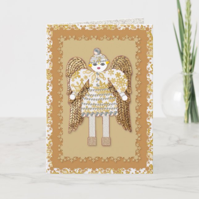 Julhälsningskort i snö Angel Helgkort (Framsida)