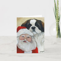 Julhälsningskort i St Bernard och Santa Hund