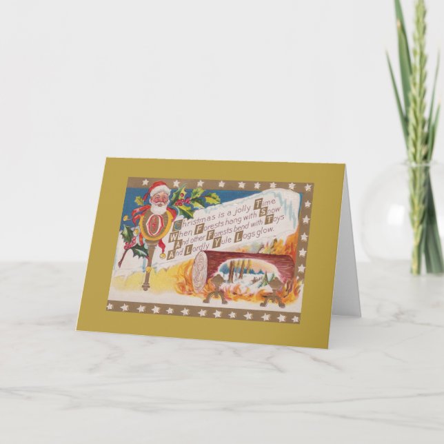 Julhälsningskort i viktoriansk stil helgkort (Framsida)