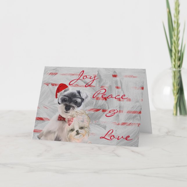 Julhälsningskort "Joy Peace & Kärlek" Helgkort (Framsida)
