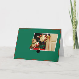 Julhälsningskort Jultomten och Snögubbe Helgkort