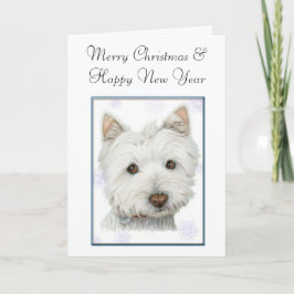 Julhälsningskort, med Cute Westie-Hund Helgkort
