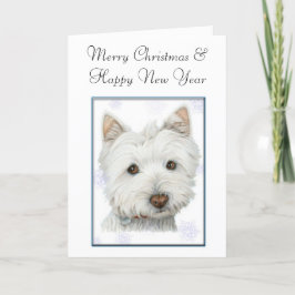 Julhälsningskort, med Cute Westie-Hund Helgkort