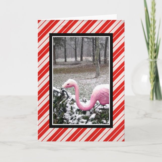 Julhälsningskort med Flamingo Helgkort (Framsida)