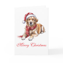 Julhälsningskort med Golden Retriever