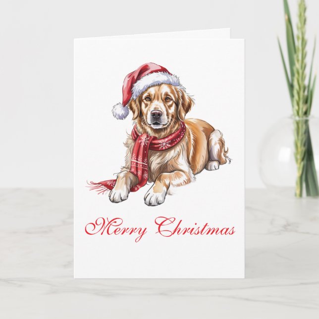 Julhälsningskort med Golden Retriever Kort (Framsida)