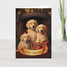 Julhälsningskort med Golden Retriever Tack Kort