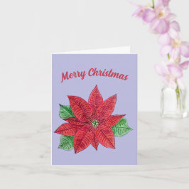 Julhälsningskort med Poinsettia - Lavendel Kort
